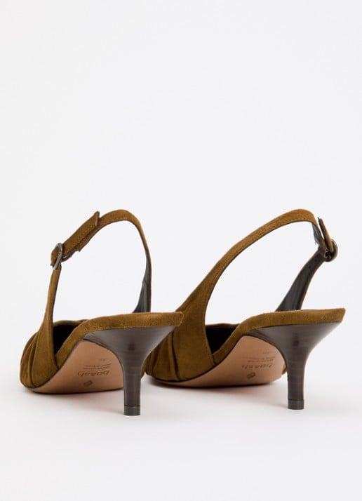 ba&sh Cidney slingback van suède  - achterkant 5 cognac