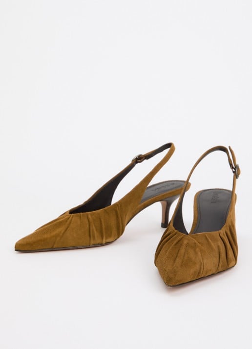 ba&sh Cidney slingback van suède  - detail 2 cognac