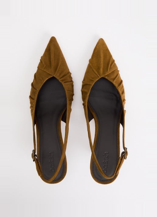 ba&sh Cidney slingback van suède  - detail 3 cognac