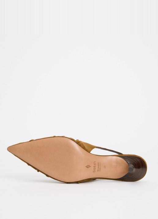ba&sh Cidney slingback van suède  - detail 4 cognac