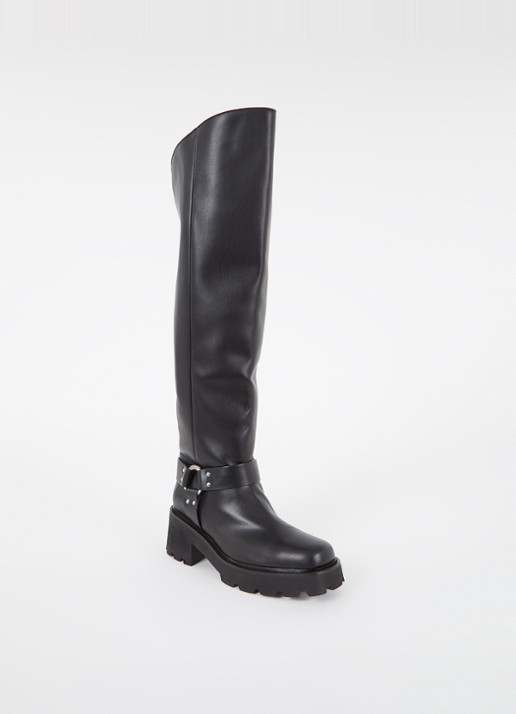 ba&sh Ciker overknee laars met gespdetail - voorkant 6 zwart
