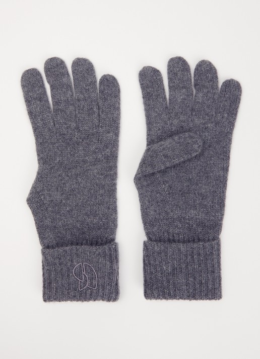 ba&sh Cimon fijngebreide handschoenen van kasjmier met logoborduring - voorkant donkergrijs