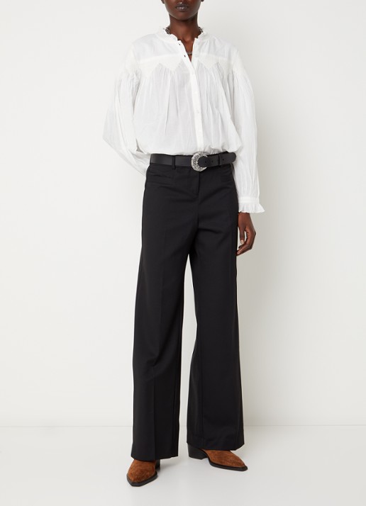 ba&sh Cistachio mid waist straight fit broek met steekzakken - voorkant 3 zwart