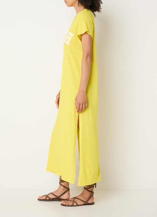 ba&sh Civia midi T-shirt jurk met logo - voorkant 4 geel