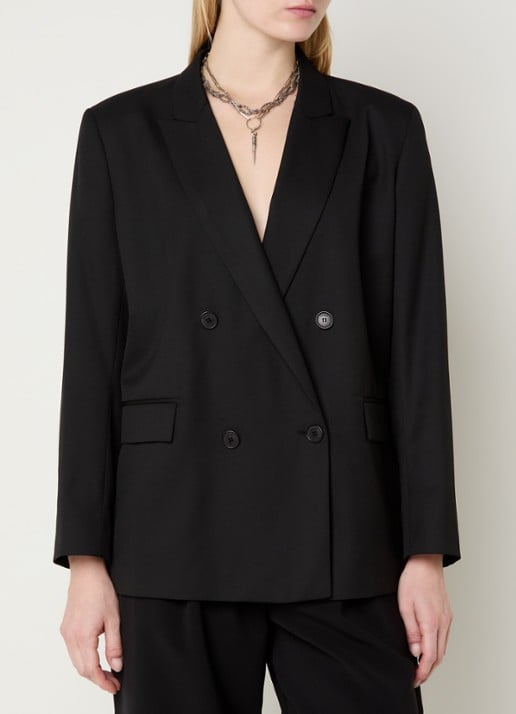 ba&sh Claro blazer in wolblend met klepzakken - detail 3 zwart