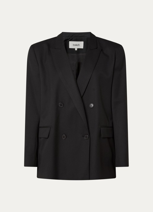 ba&sh Claro blazer in wolblend met klepzakken - voorkant zwart