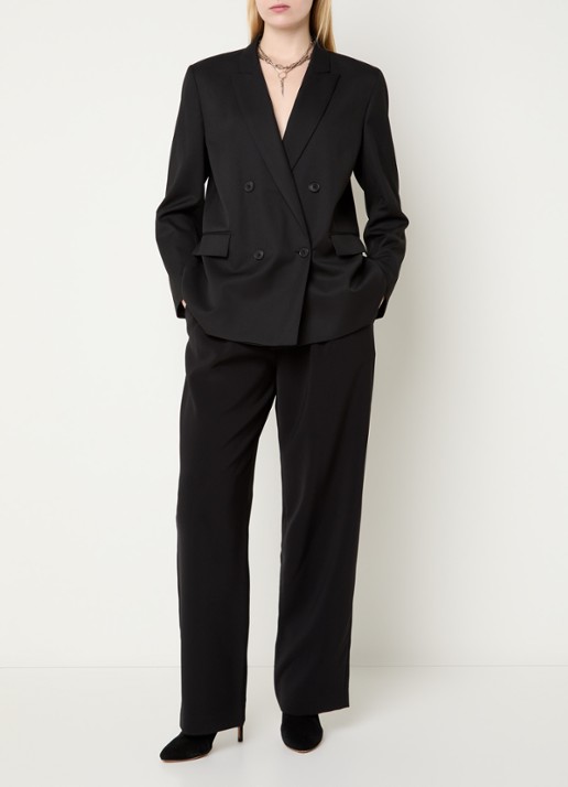 ba&sh Claro blazer in wolblend met klepzakken - voorkant 2 zwart