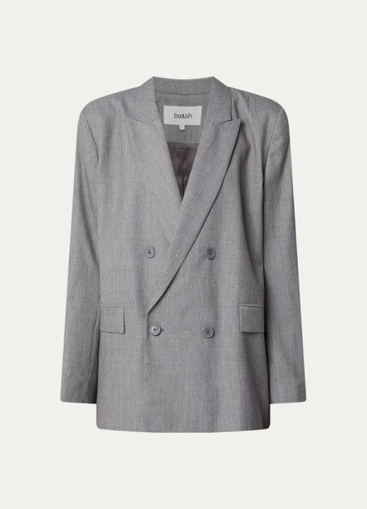 ba&sh Claro blazer in wolblend met klepzakken - voorkant 2 grijsmele