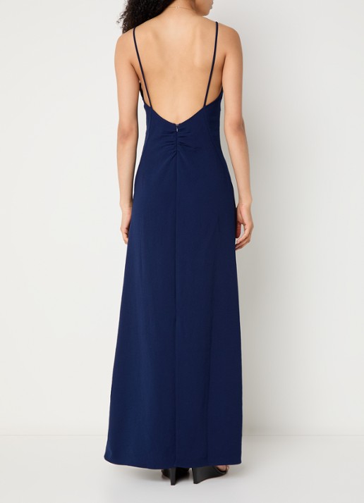 ba&sh Clash maxi jurk met spaghettibandjes - achterkant 4 donkerblauw