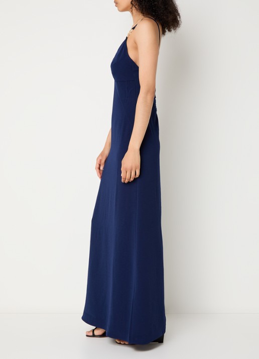 ba&sh Clash maxi jurk met spaghettibandjes - voorkant 3 donkerblauw