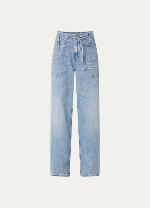 ba&sh Cocy high waist straight fit jeans met lichte wassing - voorkant 3 indigo