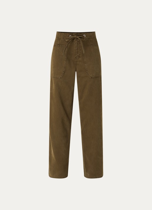 ba&sh Cocy mid waist straight fit jeans met steekzakken - voorkant bronsgroen
