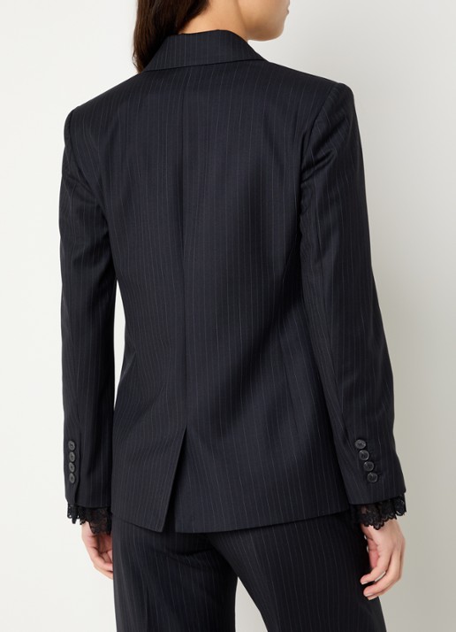 ba&sh Coline double-breasted blazer in wolbend met krijtstreep  - achterkant 4 donkerblauw