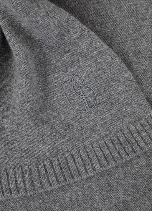 ba&sh Comie sjaal van kasjmier met logoborduring 190 x 35 cm - detail 3 middengrijs