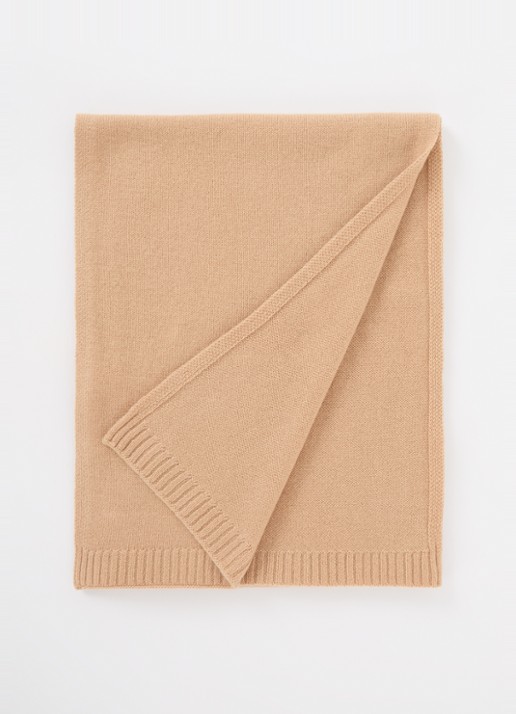 ba&sh Comie sjaal van kasjmier met logoborduring 190 x 35 cm - voorkant 3 camel