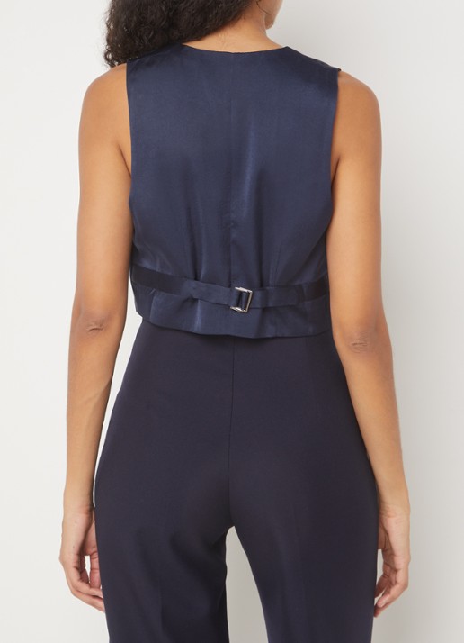 ba&sh Corali cropped gilet van satijn - achterkant 2 donkerblauw