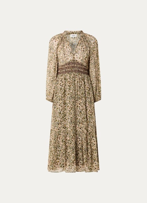 ba&sh Coraly midi tuniekjurk met pofmouw en print
