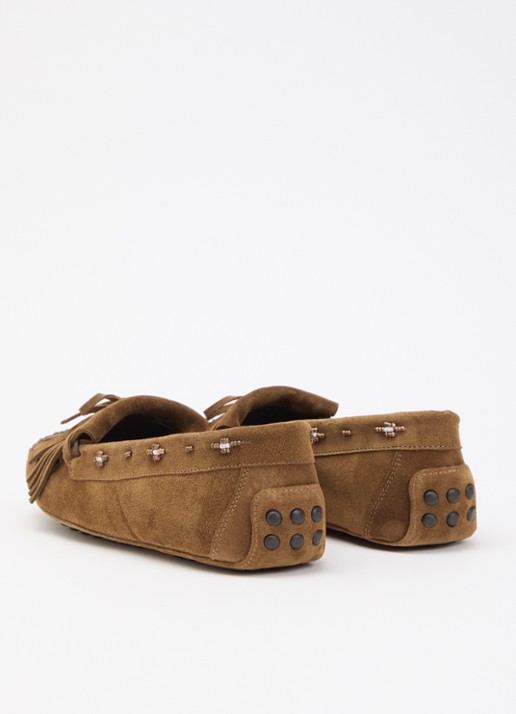 ba&sh Corto mocassin van suède - achterkant bruin