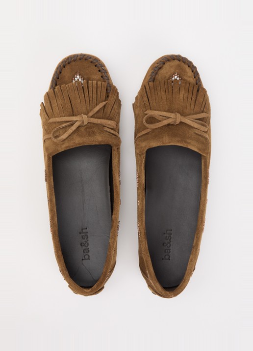 ba&sh Corto mocassin van suède - detail 4 bruin