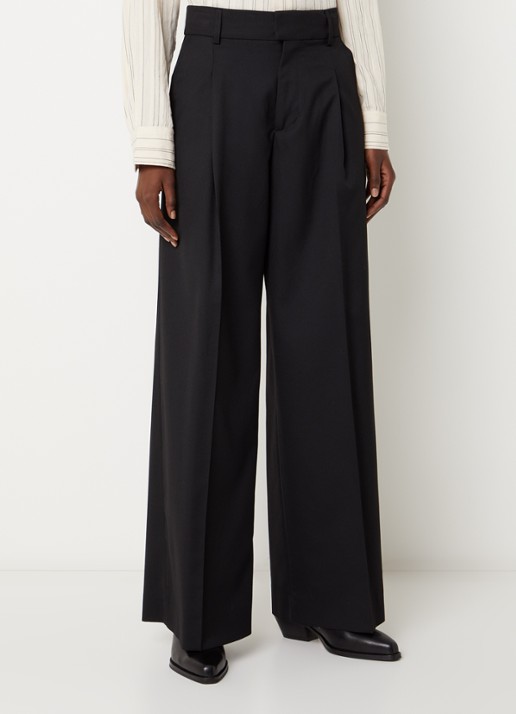 ba&sh Cravy high waist wide fit broek in wolblend