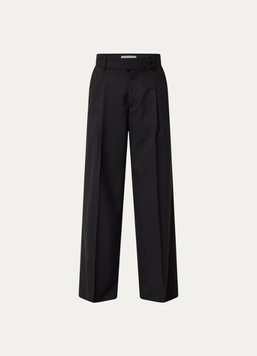 ba&sh Cravy high waist wide fit broek in wolblend - voorkant zwart