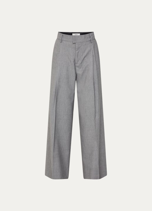 ba&sh Cravy high waist wide fit broek in wolblend - voorkant 3 grijsmele