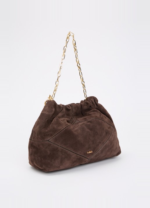 ba&sh Crossbodytas van suède - achterkant 5 donkerbruin