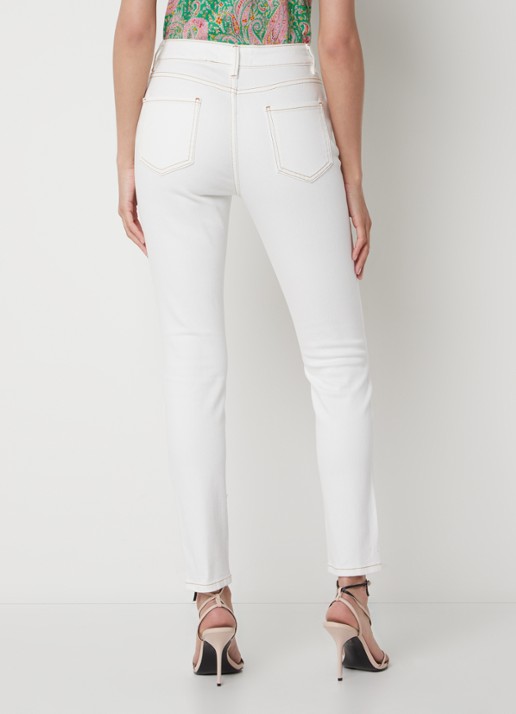 Ba&sh Cscott high waist tapered cropped jeans met stretch - achterkant gebroken wit