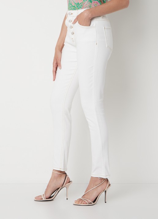 Ba&sh Cscott high waist tapered cropped jeans met stretch - detail 3 gebroken wit