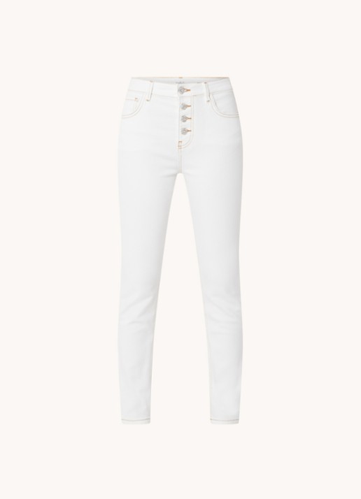 Ba&sh Cscott high waist tapered cropped jeans met stretch - voorkant 4 gebroken wit