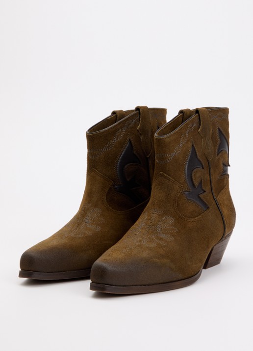 ba&sh Curtis cowboylaars van suède met details van leer - detail 3 bruin
