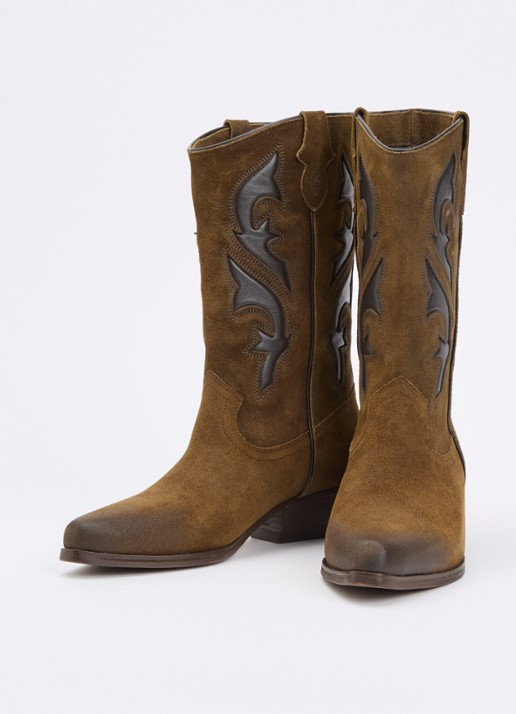 ba&sh Curtis cowboylaars van suède met details van leer - detail 3 bruin