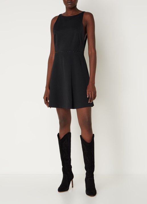 ba&sh Cute mini jurk met strass en rugdecolleté - voorkant 2 zwart