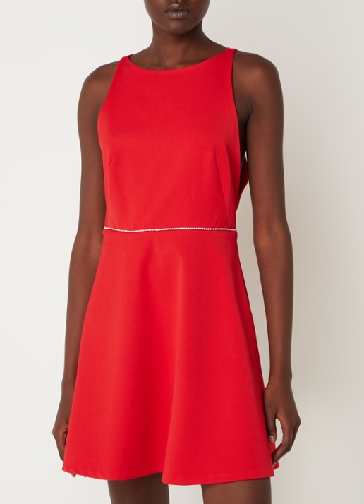 ba&sh Cute mini jurk met strass en rugdecolleté - detail rood