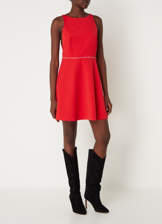 ba&sh Cute mini jurk met strass en rugdecolleté - voorkant 4 rood