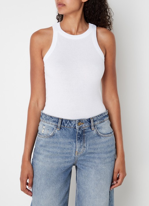 Ba&sh Cynda tanktop met ribstructuur - detail 3 wit