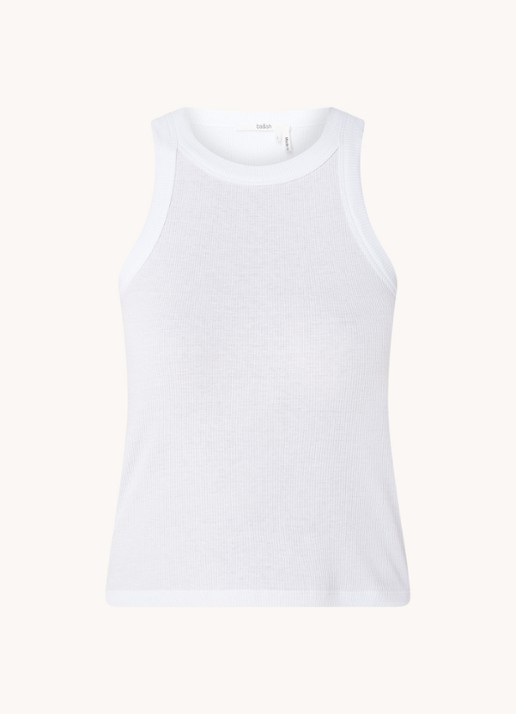 Ba&sh Cynda tanktop met ribstructuur - voorkant wit