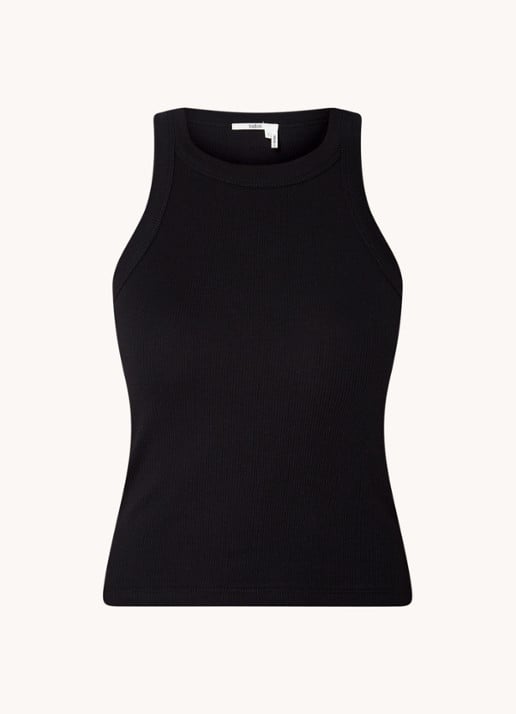Ba&sh Cynda tanktop met ribstructuur - voorkant 2 zwart