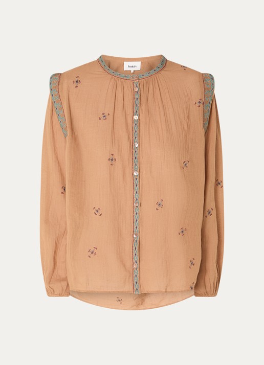 ba&sh Dalila blouse met borduring - voorkant camel
