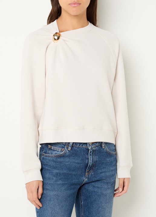 ba&sh Della asymmetrische sweater met plooidetail - detail 4 wit