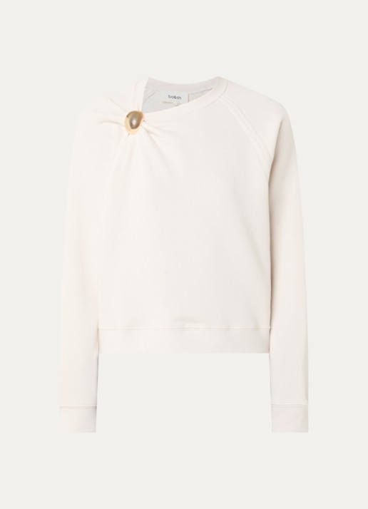 ba&sh Della asymmetrische sweater met plooidetail - voorkant 2 wit