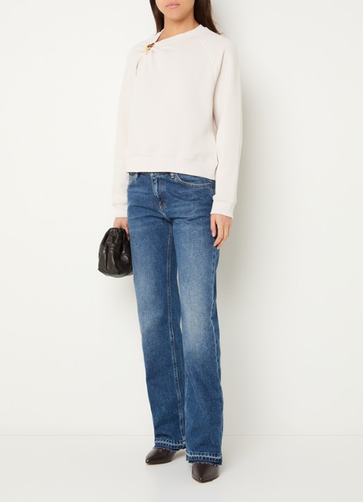ba&sh Della asymmetrische sweater met plooidetail - voorkant 3 wit