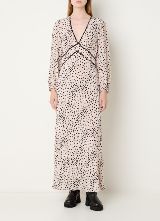 ba&sh Derby maxi tuniekjurk met stippenprint - detail 4 lichtroze