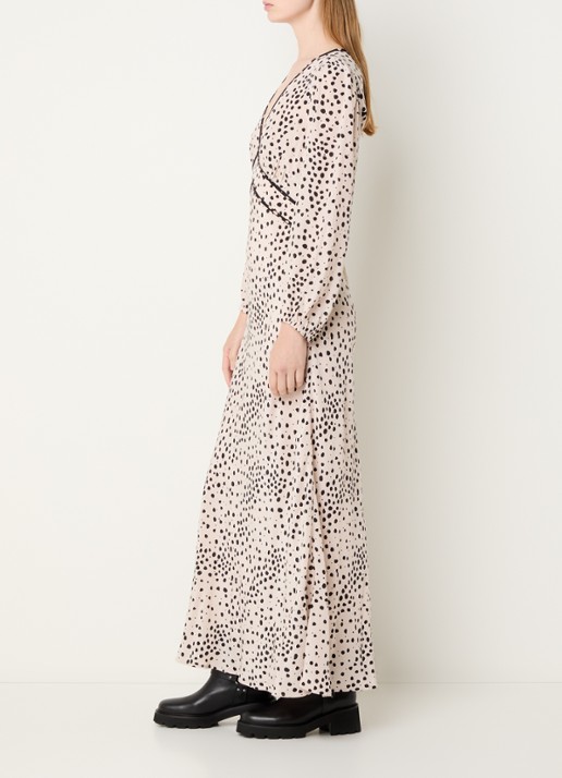 ba&sh Derby maxi tuniekjurk met stippenprint - voorkant 2 lichtroze
