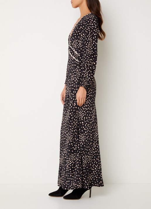 ba&sh Derby maxi tuniekjurk met stippenprint - voorkant 4 zwart