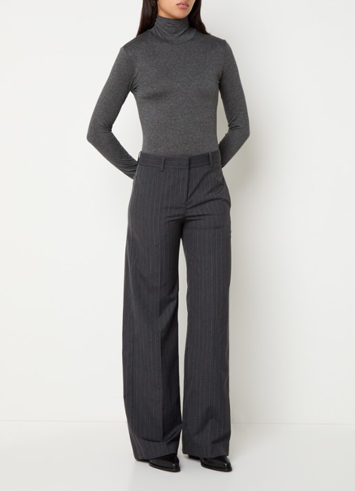 ba&sh Disty mid waist flared fit pantalon met steekzakken - voorkant 4 donkergrijs