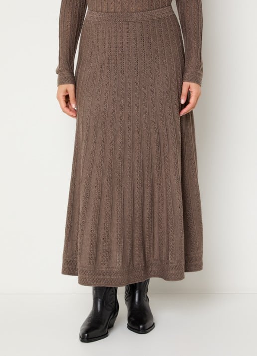 ba&sh Doha maxi rok in wolblend met opengewerkt dessin