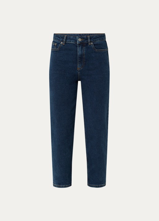 ba&sh Dona high waist cropped slim fit jeans met donkere wassing - voorkant 2 indigo