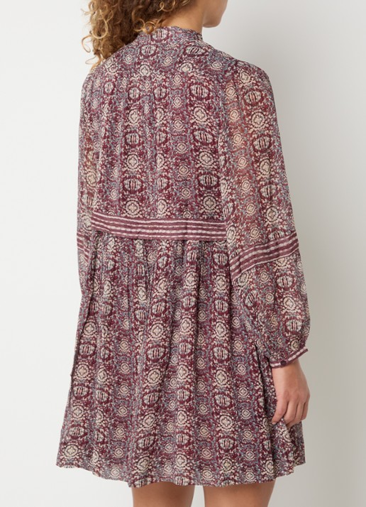 ba&sh Dune mini tuniekjurk met print - achterkant 4 cranberryrood
