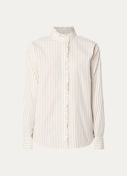 ba&sh Elvire blouse met opstaande kraag - voorkant 3 gebroken wit